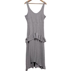 LOST INK Light Gray Ribbed Tiered Ruffle Plus Size Maxi High Low Dress Size 1X